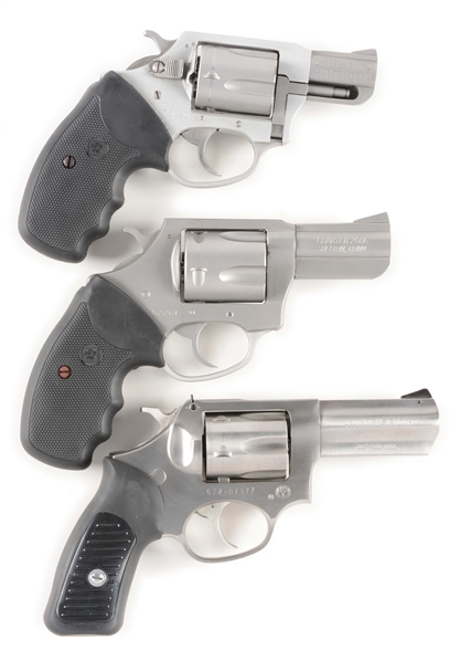 (M) LOT OF 3: THREE STAINLESS STEEL DOUBLE ACTION POCKET REVOLVERS.