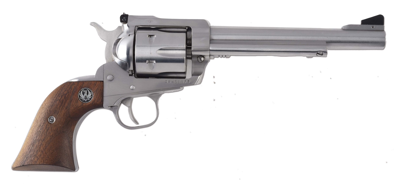 (M) STAINLESS STEEL RUGER BLACKHAWK SINGLE-ACTION REVOLVER.