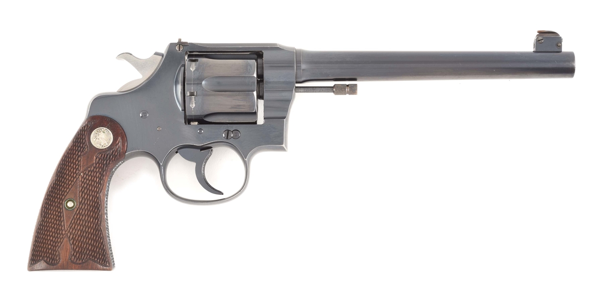 (C) BOXED COLT NEW SERVICE FLAT TOP TARGET DOUBLE-ACTION REVOLVER.