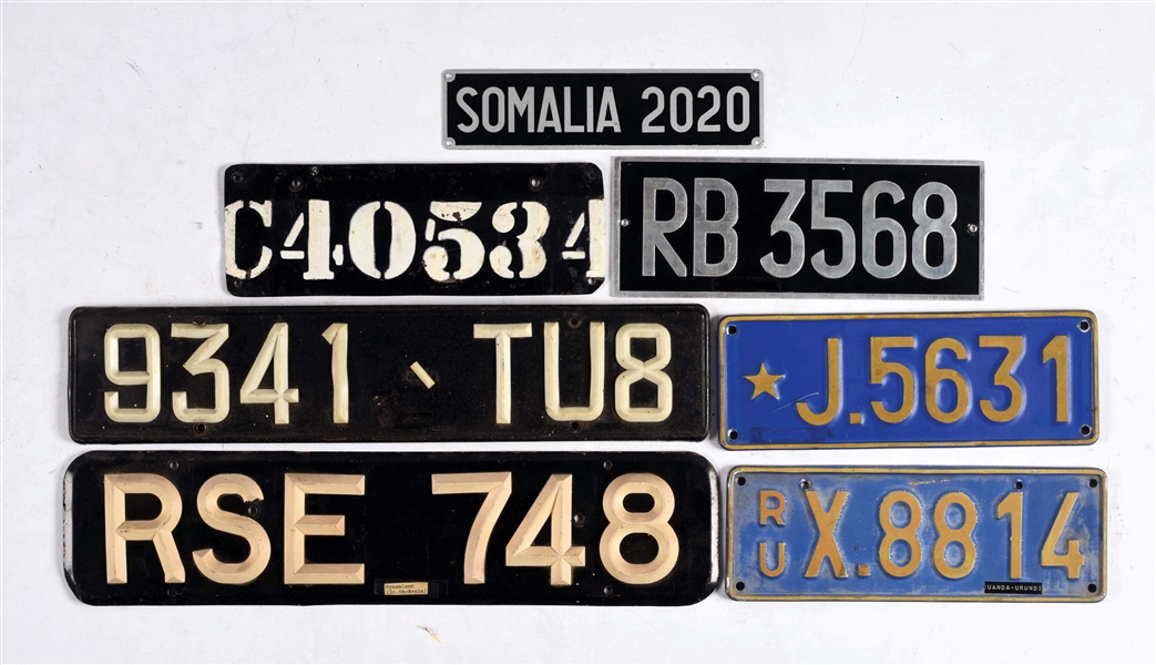 LOT OF 7: MISCELLANEOUS AFRICA LICENSE PLATES.