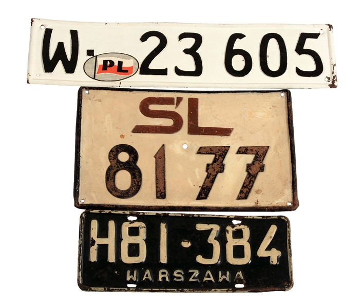 LOT OF 3: POLAND LICENSE PLATES.