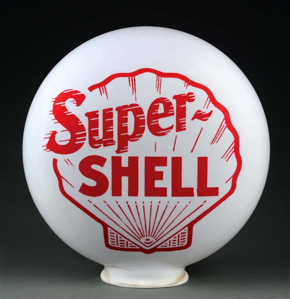 SUPER SHELL GASOLINE ONE PIECE ETCHED GLOBE.