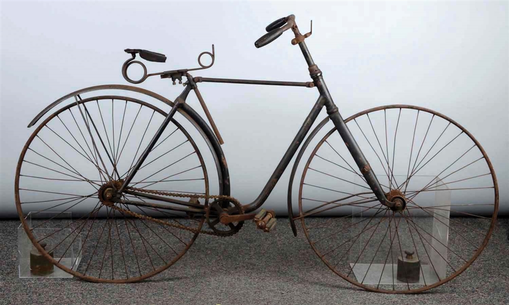 1891 MEACHAM CONVERTIBLE HARD TIRED SAFETY BICYCLE.