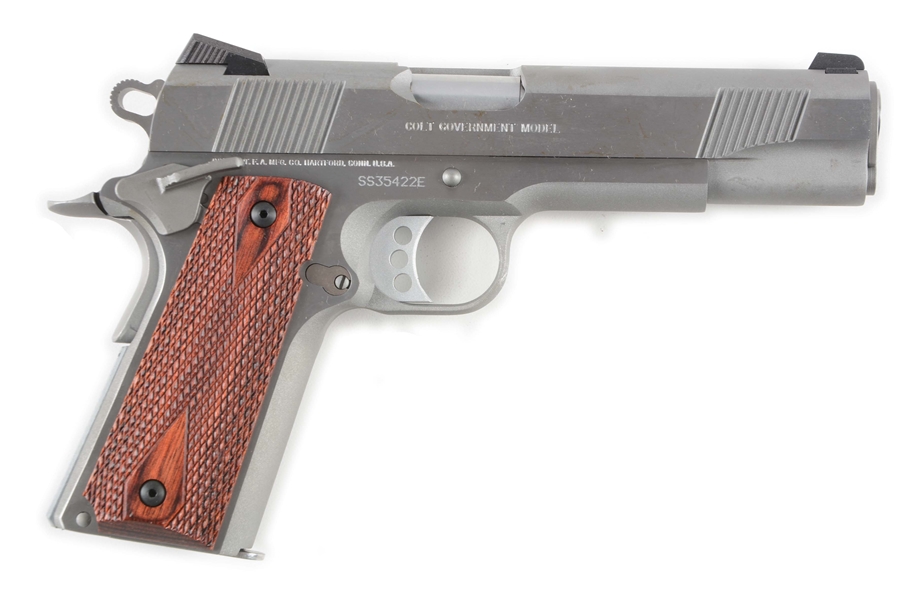 (M) CASED STAINLESS STEEL COLT 1911 GOVERNMENT MODEL SEMI-AUTOMATIC PISTOL.