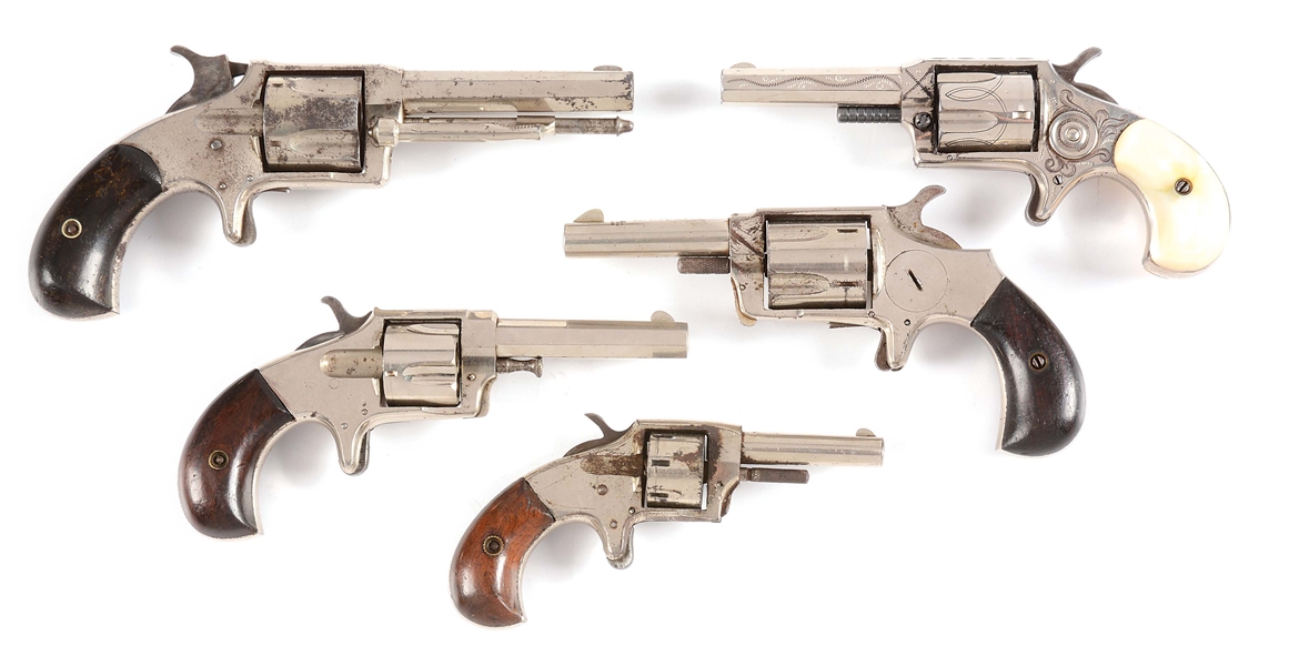 (A) LOT OF 5: SPUR TRIGGER REVOLVERS.