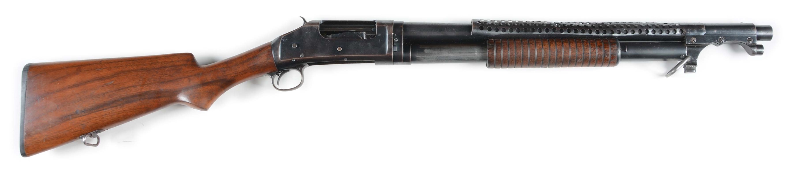 (C) US WINCHESTER MODEL 1897 PUMP ACTION TRENCH GUN.