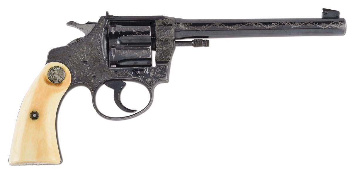 (C) ENGRAVED COLT OFFICERS TARGET .22 DOUBLE ACTION REVOLVER (1927).