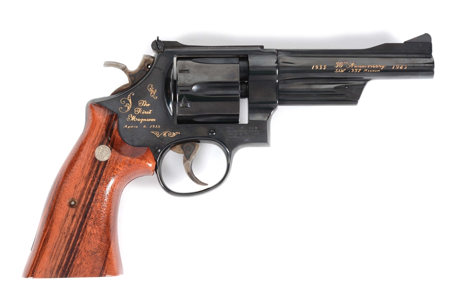 (M) SMITH & WESSON MODEL 27-3 "FIRST MAGNUM 50TH COMMEMORATIVE" DOUBLE ACTION REVOLVER.