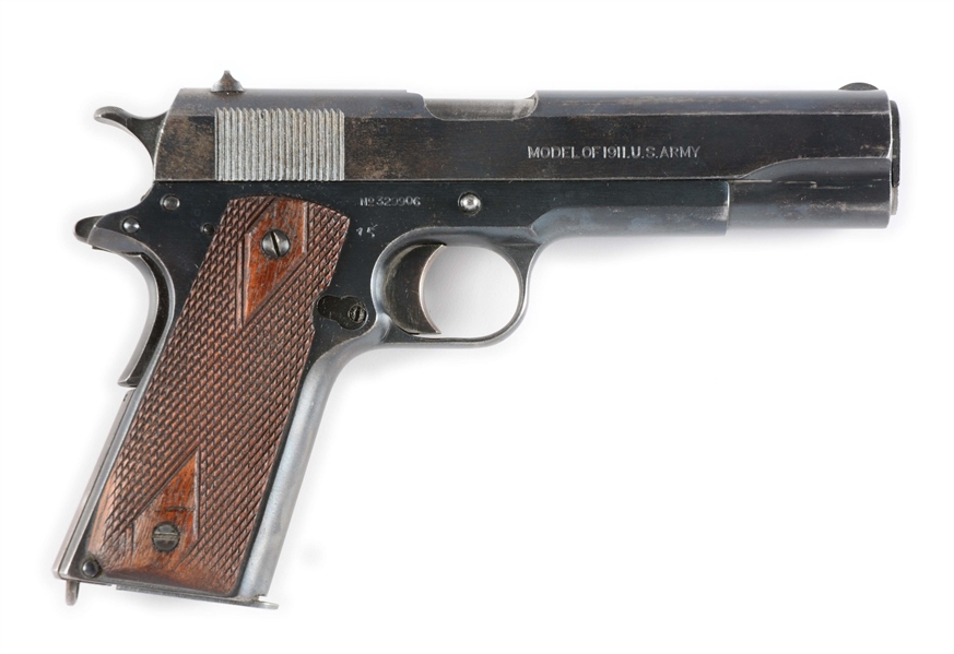(C) COLT MODEL 1911 US ARMY SEMI-AUTOMATIC PISTOL WITH BELT & HOLSTER (1918).