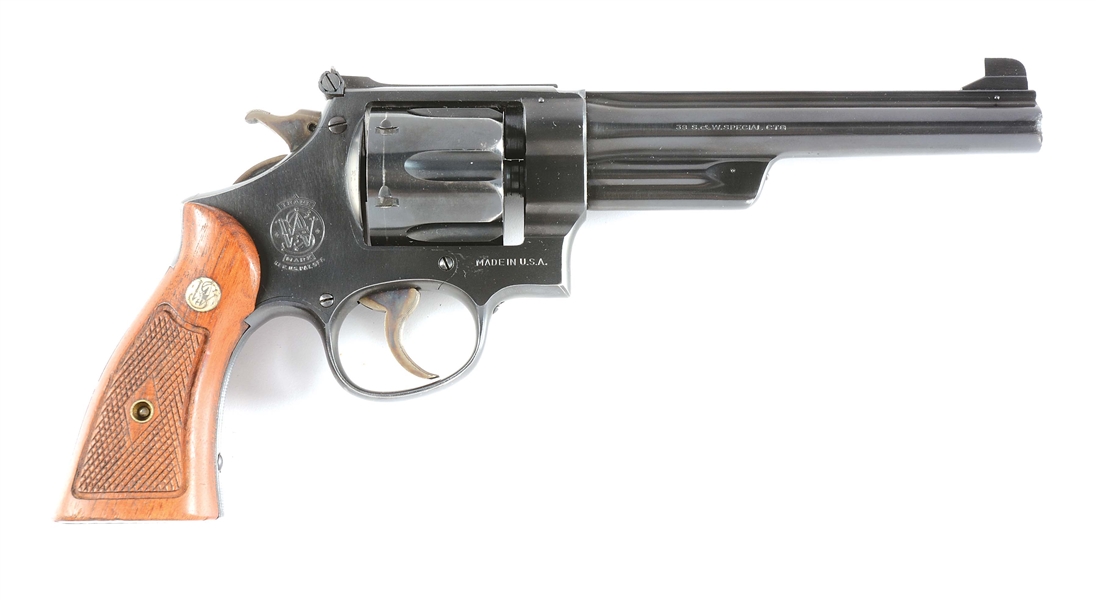 (C) POST-WAR TRANSITIONAL SMITH AND WESSON .38/44 OUTDOORSMAN DOUBLE ACTION REVOLVER.
