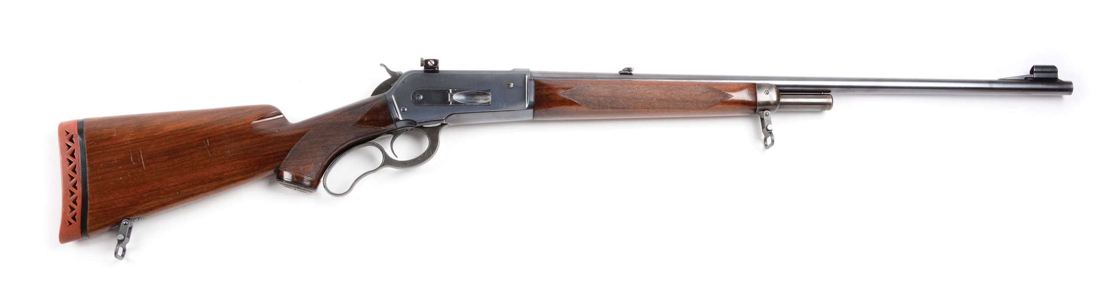 (C) DELUXE EARLY WINCHESTER MODEL 71 LONG TANG LEVER ACTION RIFLE (1936).