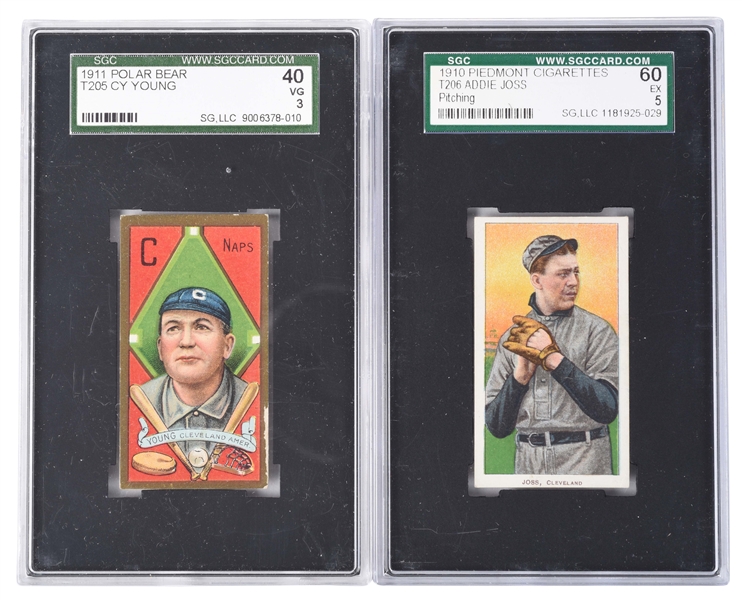 LOT OF 2: T 205 AND T 206 GRADED BASEBALL CARDS IN CASES. 