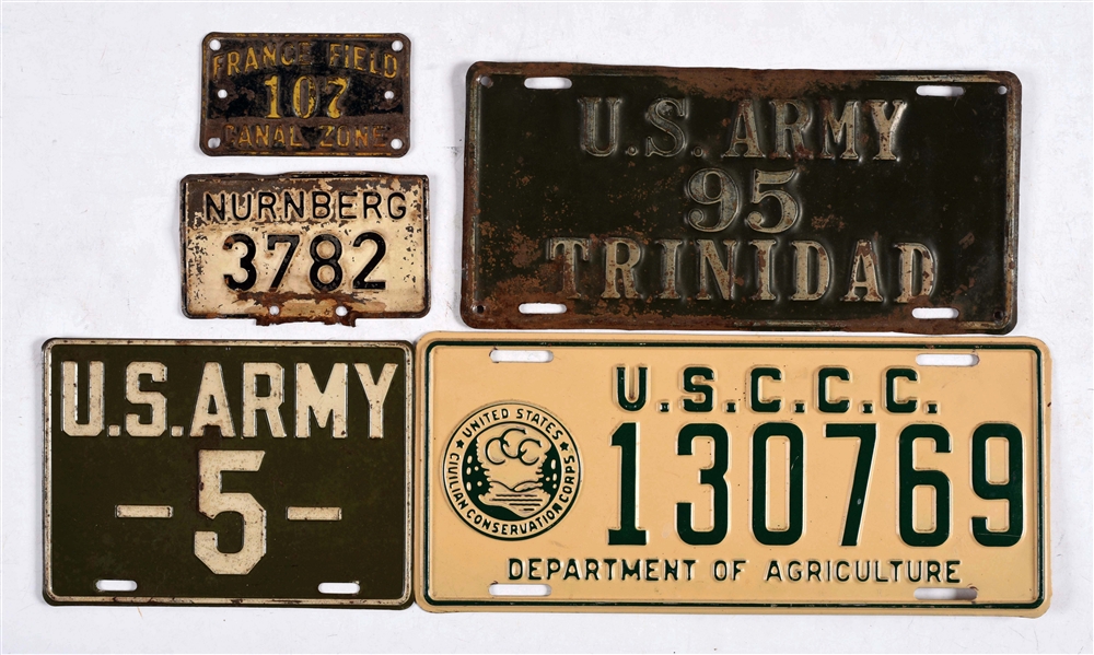 LOT OF 8: U.S. FEDERAL & RELATED LICENSE PLATES.