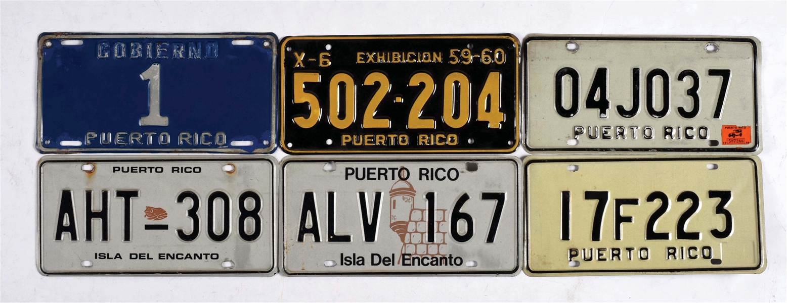 LOT OF 12: PUERTO RICO LICENSE PLATES.
