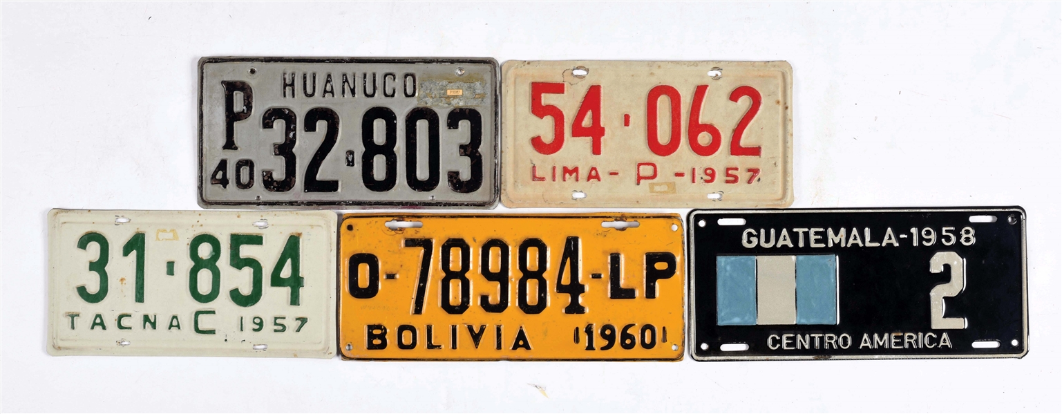 LOT OF 8: SOUTH AMERICAN LICENSE PLATES.