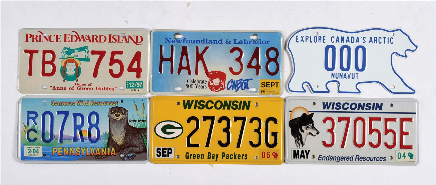 LOT OF 12: MISCELLANEOUS UNUSUAL LICENSE PLATES.