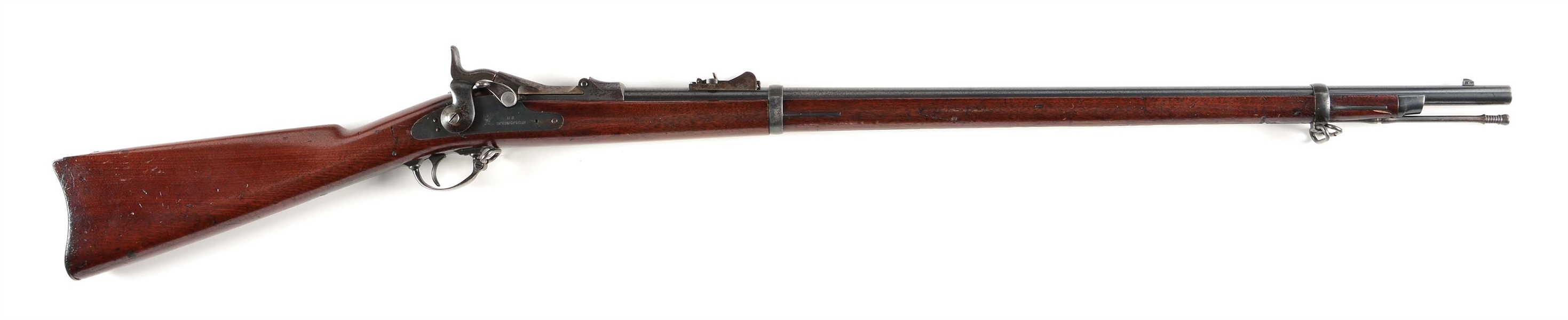 (A) US SPRINGFIELD MODEL 1877 (TRANSITIONAL 1879) TRAPDOOR RIFLE.