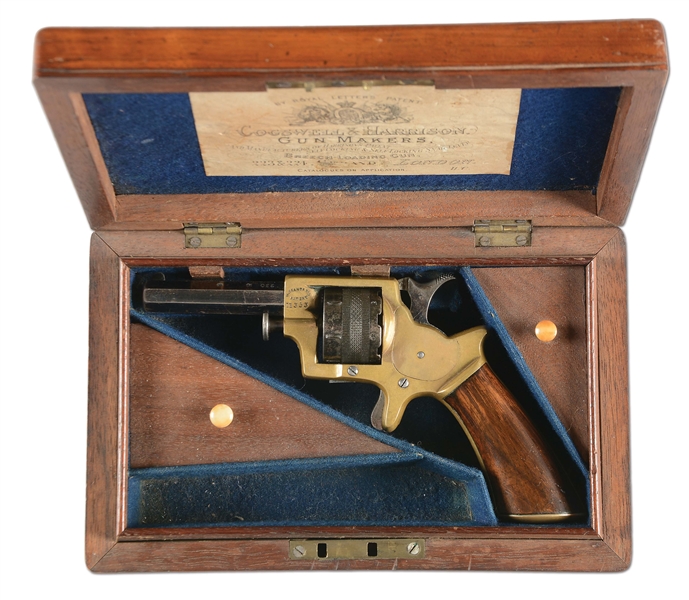 (A) CASED COGSWELL & HARRISON SINGLE ACTION POCKET REVOLVER.