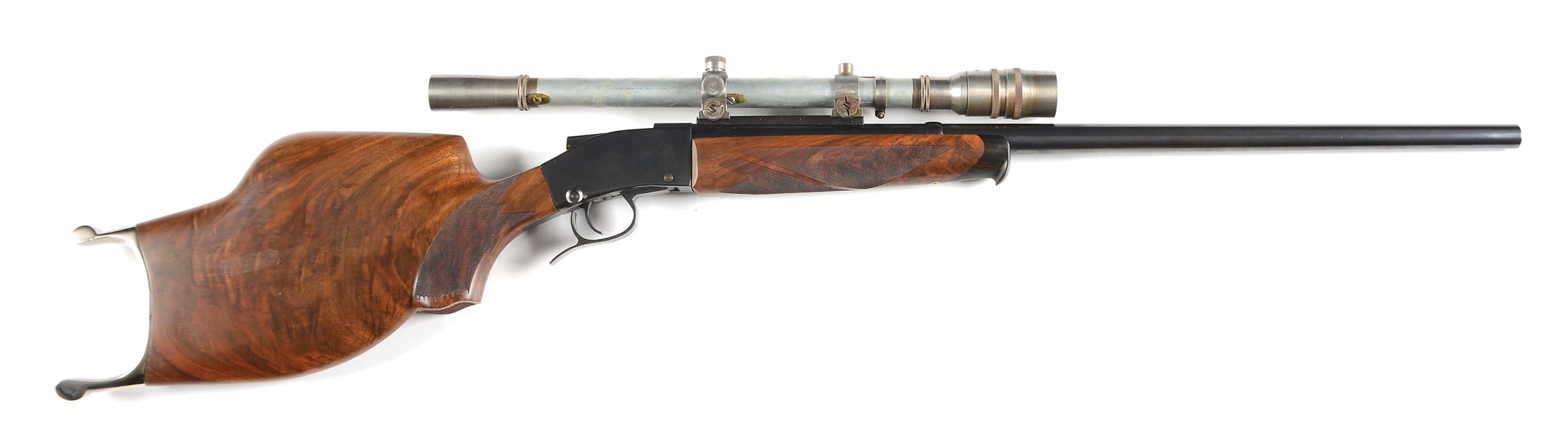 (M) HARRIMAN-BORCHARDT REPRODUCTION RIFLE WITH SCOPE.