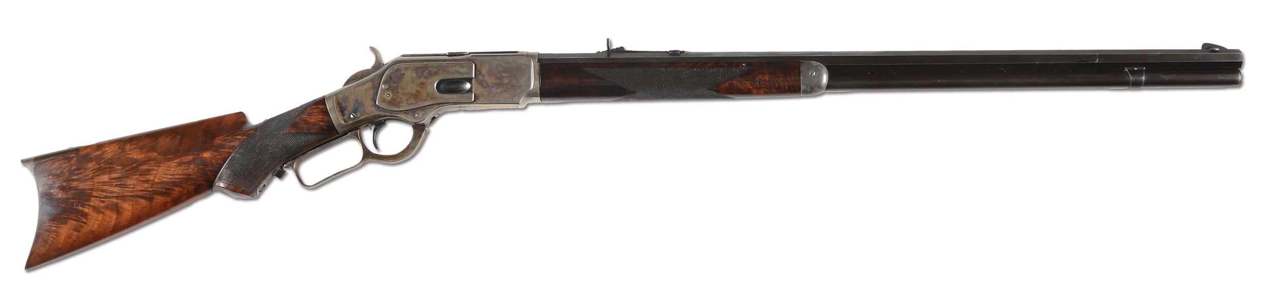 (A) WINCHESTER 3RD MODEL 1873 DELUXE LEVER ACTION RIFLE (1887).