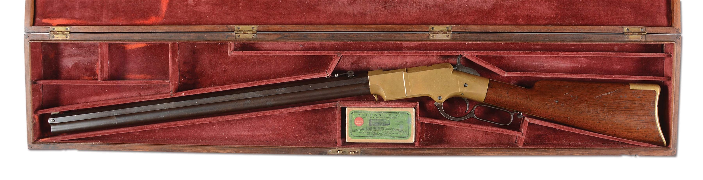 (A) CASED HENRY REPEATING ARMS MODEL 1860 LEVER ACTION RIFLE.