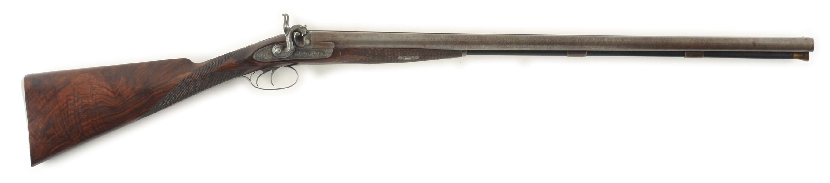 (A) HIGH GRADE LATE BUILT W. W. GREENER 10 GAUGE PERCUSSION SIDE BY SIDE SHOTGUN.