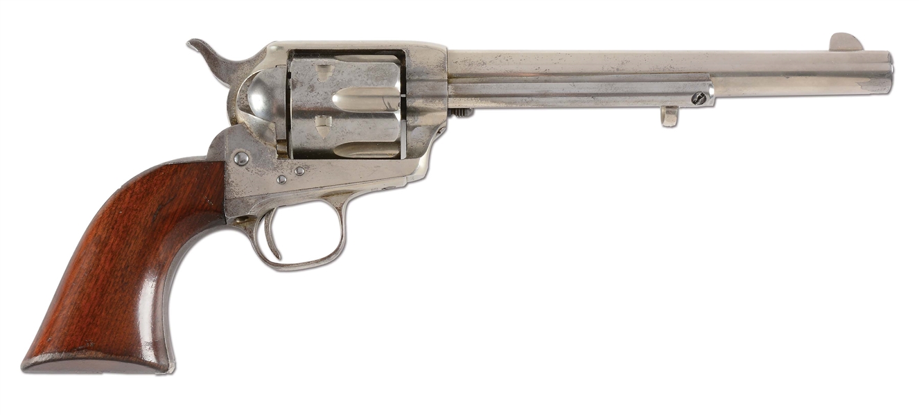 (A) HIGH CONDITION COLT ETCHED PANEL FRONTIER SIX SHOOTER SINGLE ACTION ARMY REVOLVER (1879) AND FACTORY LETTER.