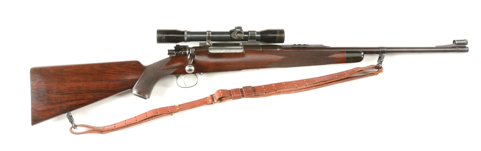 (C) JOHN DUBIEL CUSTOM SMALL RING 98 MAUSER BOLT ACTION RIFLE WITH SCOPE. 