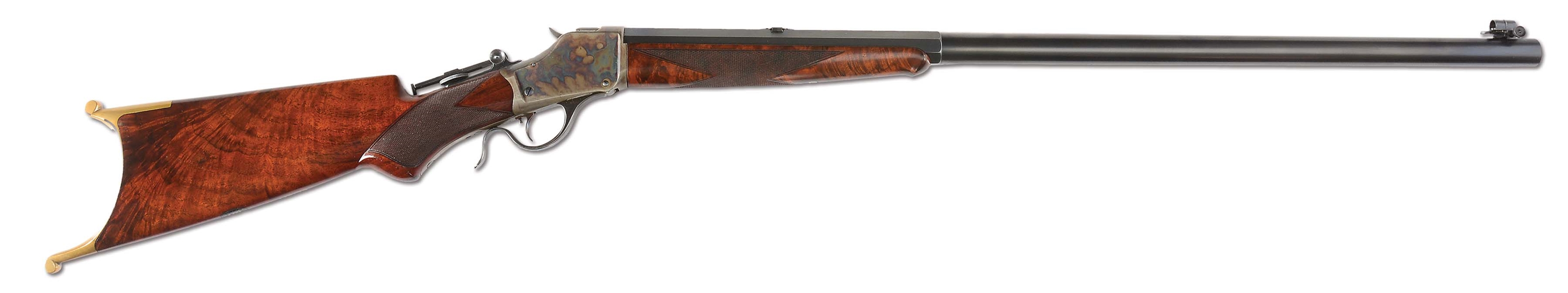 (A) WINCHESTER POPE HI-WALL SPECIAL SPORTING SCHUTZEN RIFLE WITH FALSE MUZZLE.