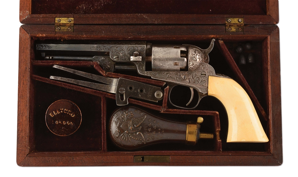 (A) CASED & ENGRAVED COLT MODEL 1849 SINGLE ACTION REVOLVER INSCRIBED TO GENERAL CHAS A. DUCAT (1861).