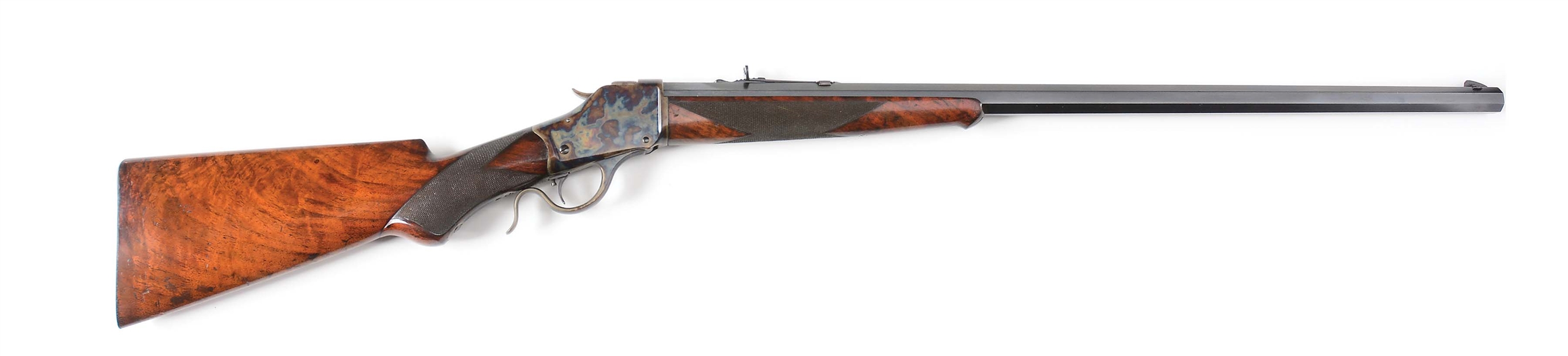 (A) WINCHESTER DELUXE HI-WALL SINGLE SHOT RIFLE (1889).