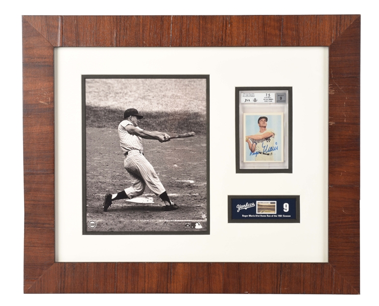 FRAMED 1982 GALLERY ALL TIME GREATS AUTOGRAPHED ROGER MARIS BASEBALL CARD.