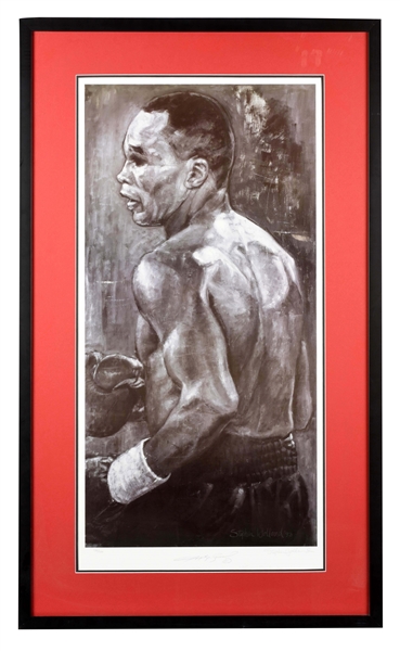 LOT OF 4: COMPLETE SET OF LIMITED EDITION STEPHEN HOLLAND AUTOGRAPHED BOXING LITHOGRAPHS.