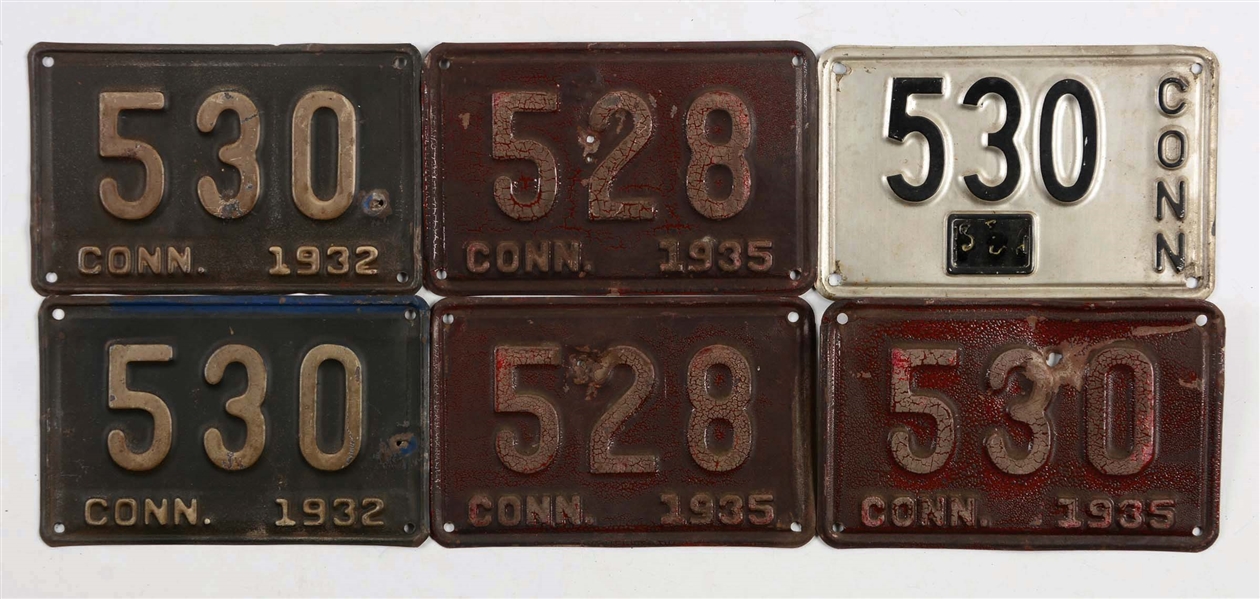 LOT OF 22: 11 PAIRS OF CONNECTICUT LICENSE PLATES 1917-1931.