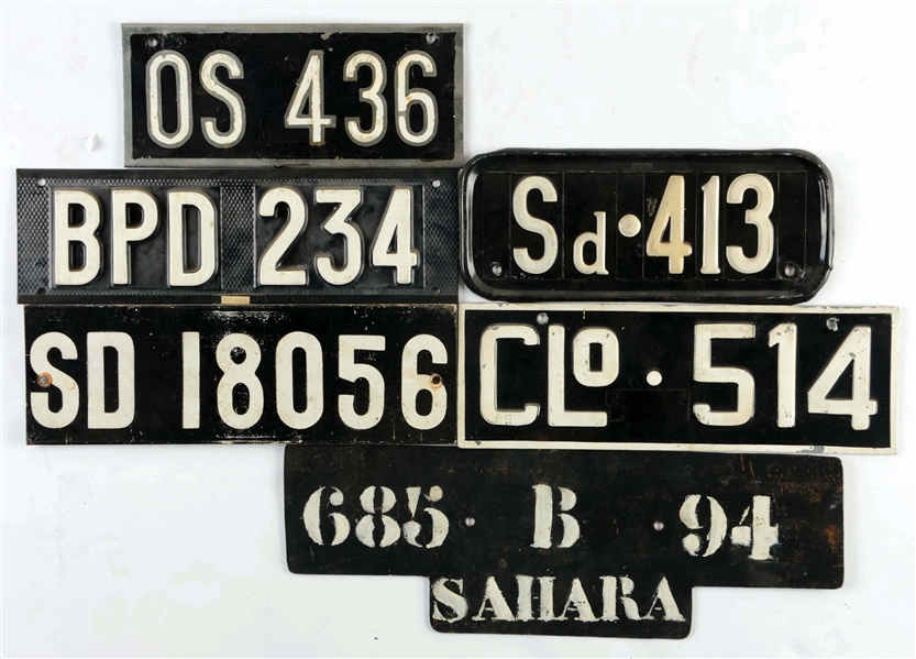 LOT OF 6: AFRICA LICENSE PLATES.