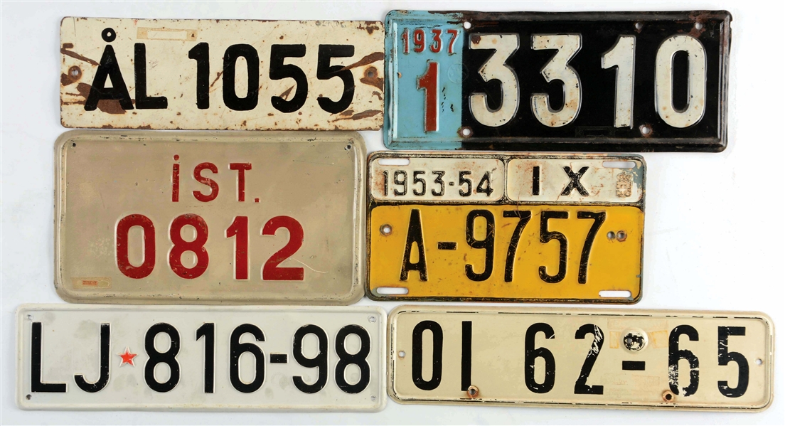 LOT OF 9: MISCELLANEOUS EUROPE LICENSE PLATES.