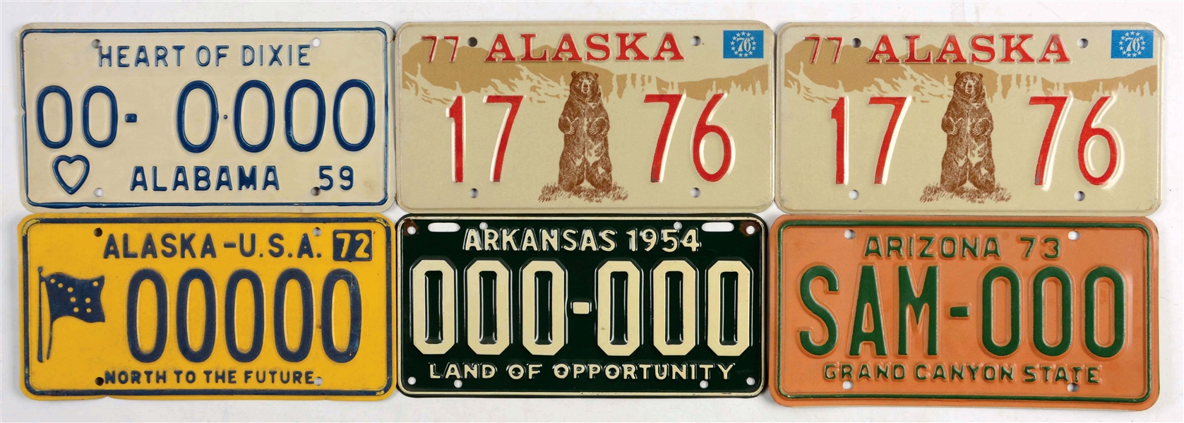 LOT OF 98: COMPLETE COLLECTION OF SAMPLE LICENSE PLATES.