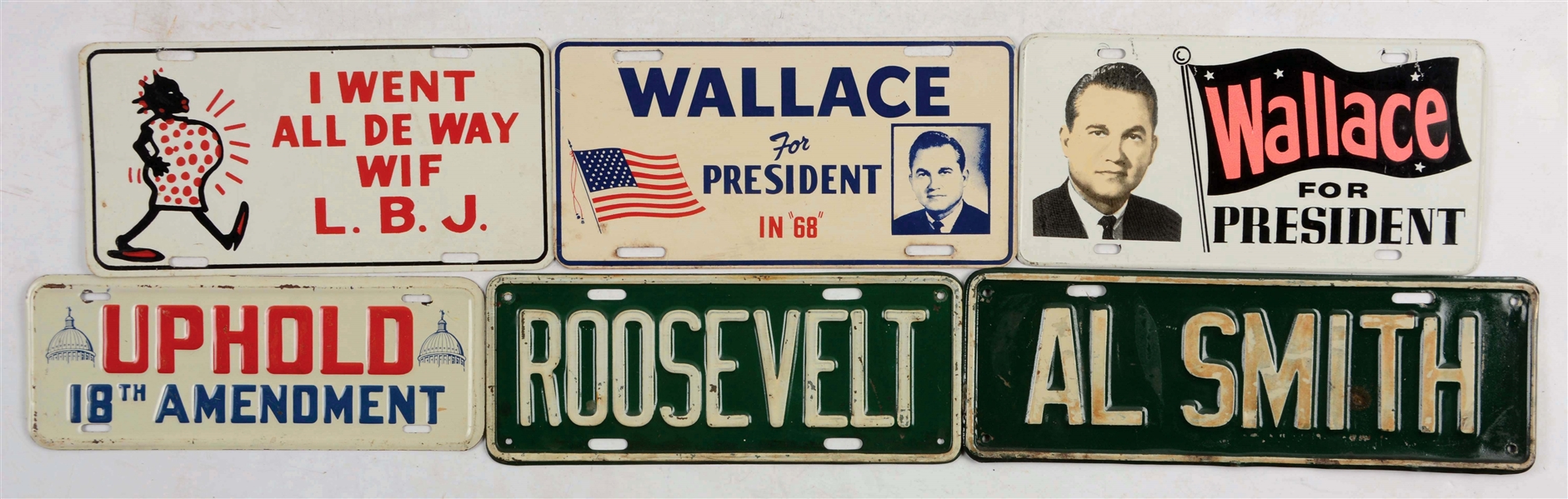 LOT OF 58: POLITICAL LICENSE PLATES.