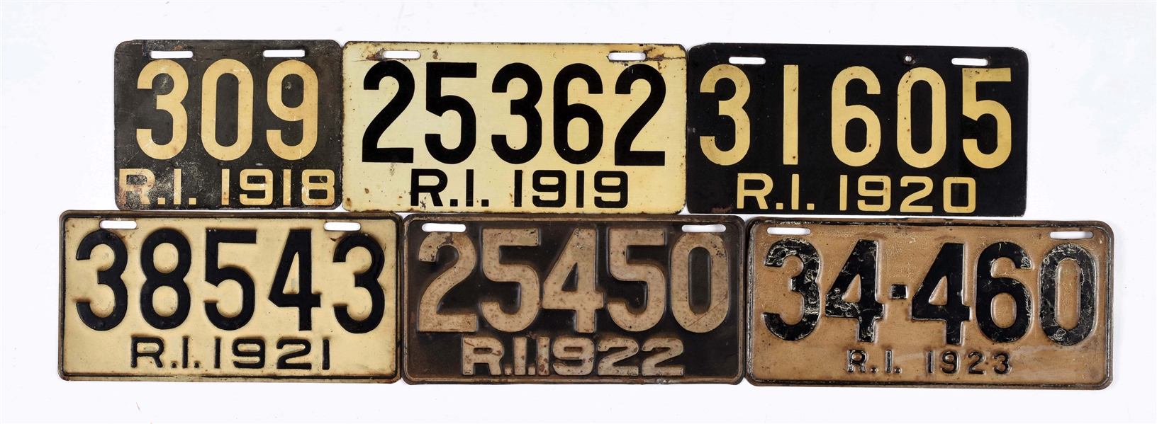 LARGE LOT OF RHODE ISLAND LICENSE PLATES.