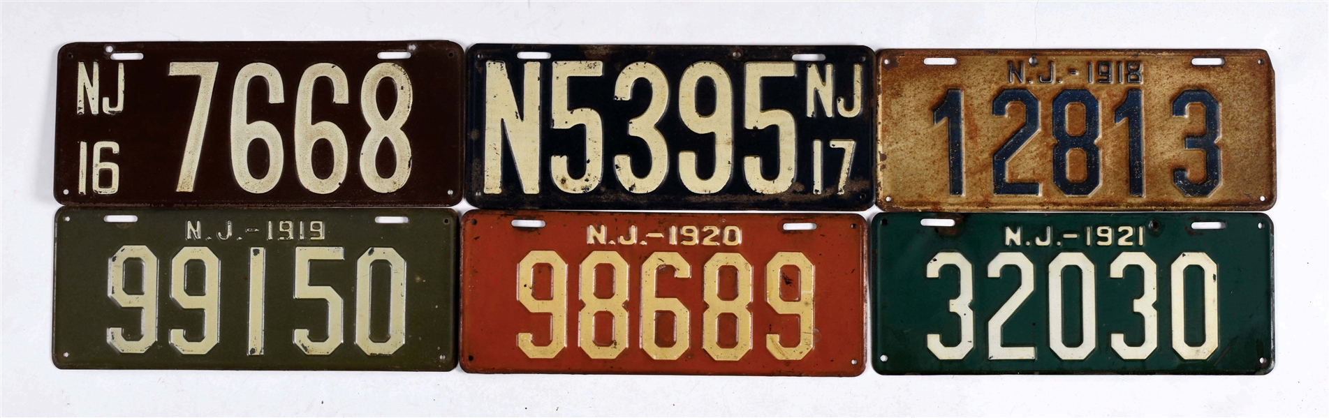 NEW JERSEY RUN OF LICENSE PLATES, 1916 TO DATE.