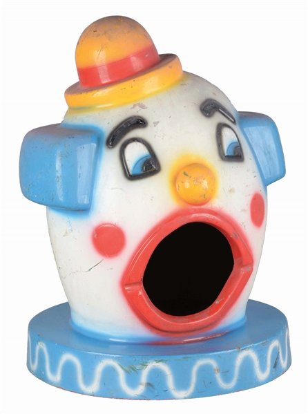 CARNIVAL CLOWN HEAD GARBAGE CAN TOPPER.