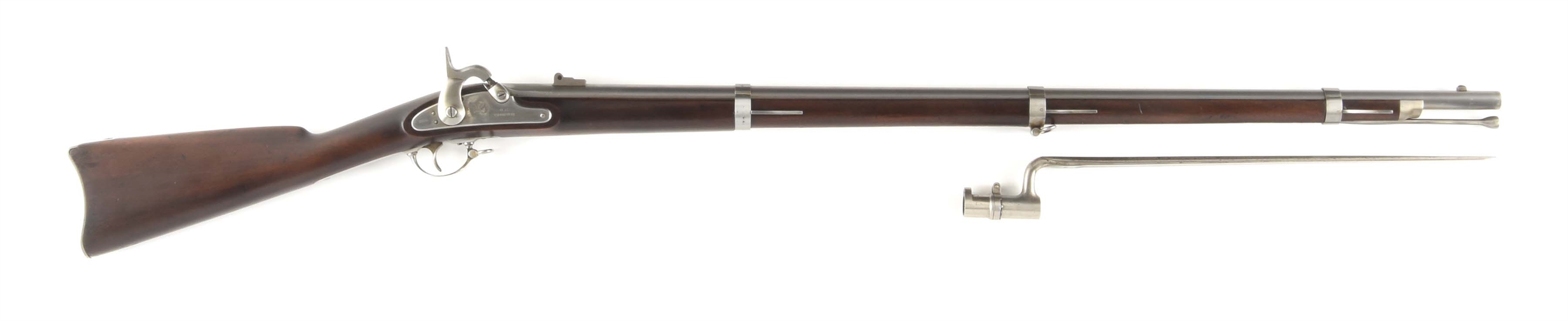 (A) 1864 U.S. TRENTON PERCUSSION MUSKET WITH BAYONET.