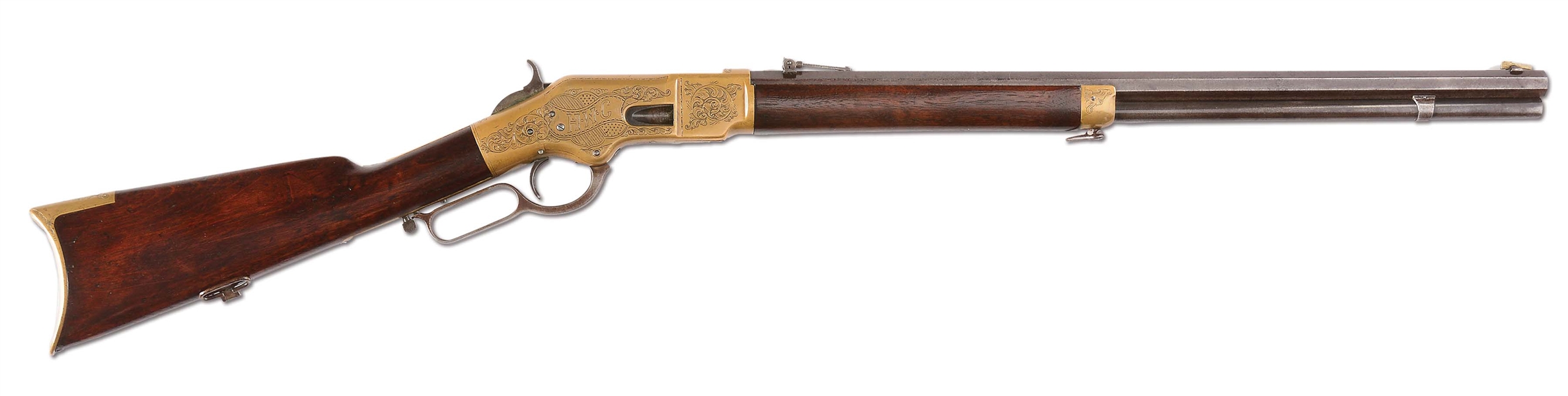 (A) ENGRAVED WINCHESTER 1866 THIRD MODEL LEVER-ACTION RIFLE (1869).