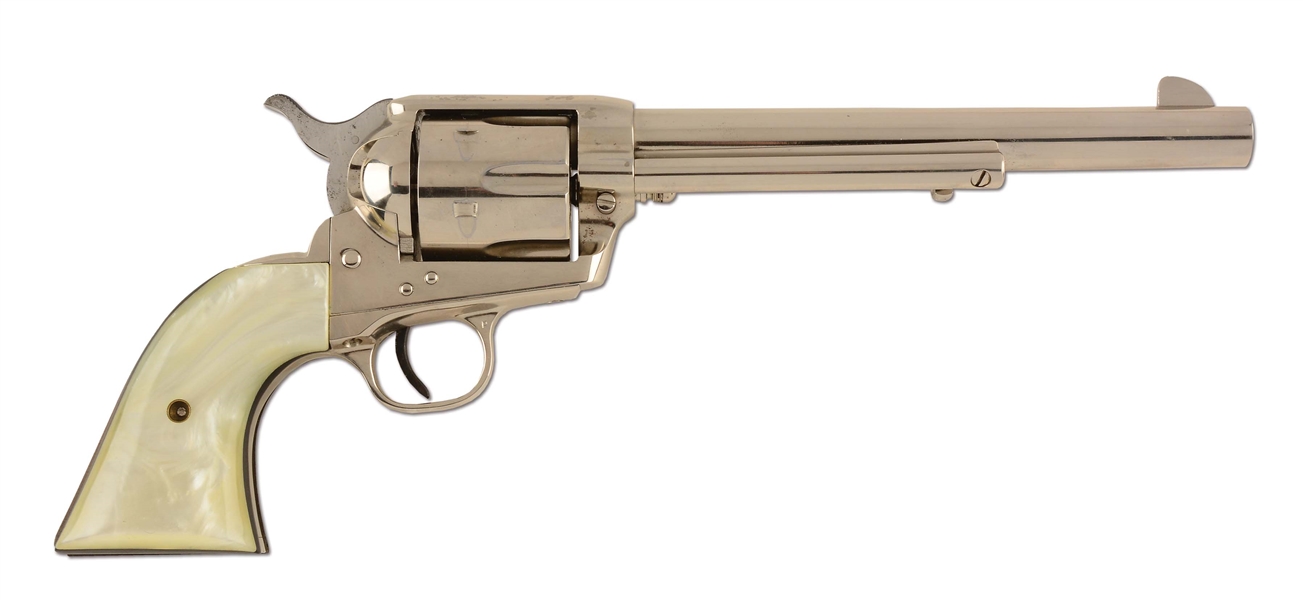 (M) BOXED COLT NICKEL SECOND GENERATION SINGLE ACTION ARMY REVOLVER (1971).