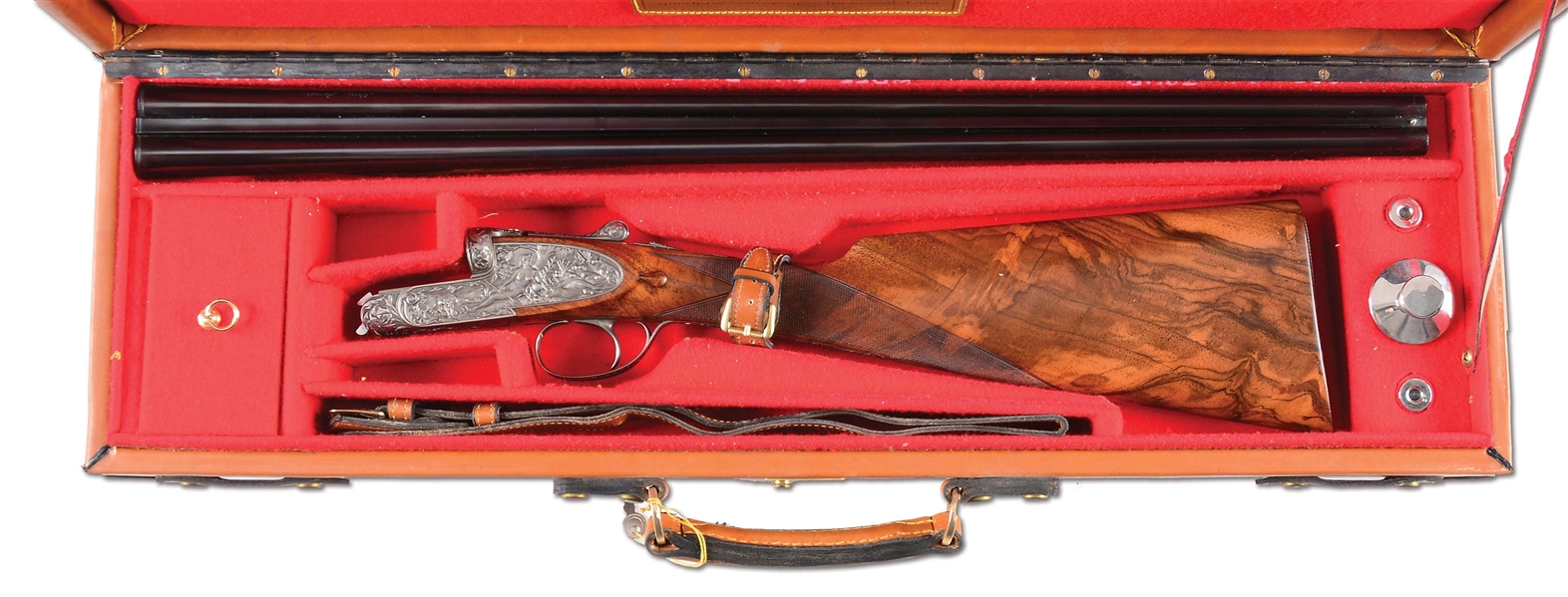 (M) INCREDIBLE FAMARS ABBIATICO & SALVINELLI VENERE EXTRA LUSSO 28 BORE SHOTGUN ENGRAVED BY KEN HUNT IN INCREDIBLE RELIEF PATTERN WITH CASE.