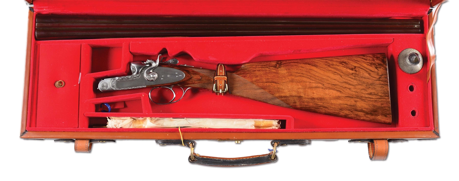 (M) FINELY CRAFTED AND ENGRAVED ABBIATICO & SALVINELLI "CASTORE" .410 BORE HAMMER SHOTGUN WITH CASE.