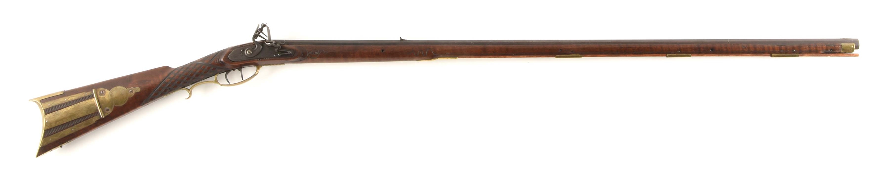 (A) FLINTLOCK KENTUCKY RIFLE IN THE STYLE OF MELCHIOR FORDNEY.