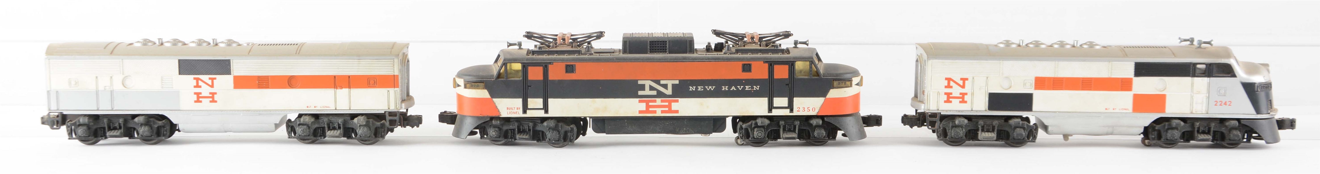 LOT OF 3: LIONEL NEW HAVEN 2242 AB UNIT AND 2350 NEW HAVEN RECTIFIER. 