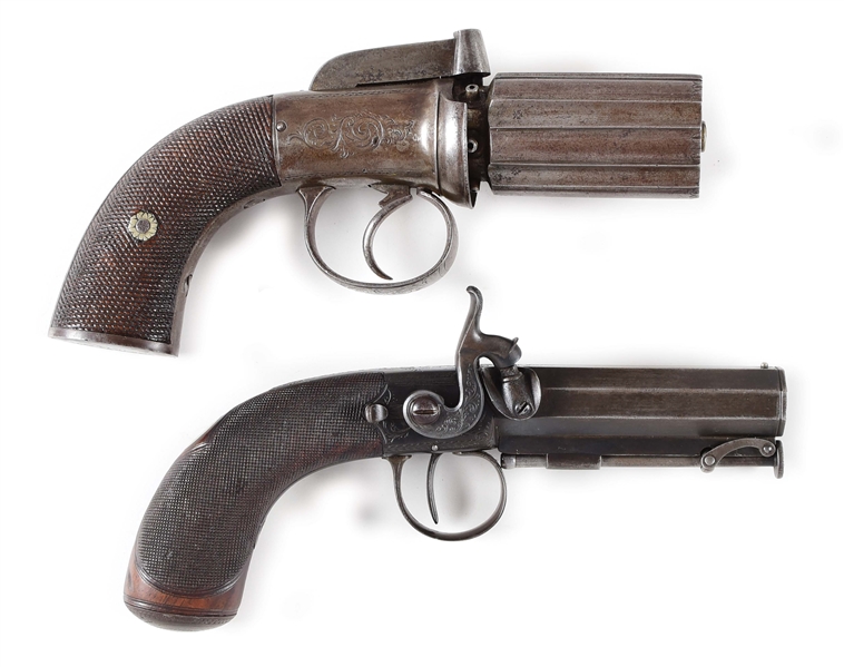 (A)PEPPERBOX PISTOL MARKED WESTLEY RICHARDS & AN S. NOCK PERCUSSION PISTOL.