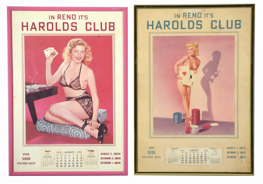 LOT OF 2: HAROLDS CLUB RENO PIN UP ADVERTISING CALENDARS.